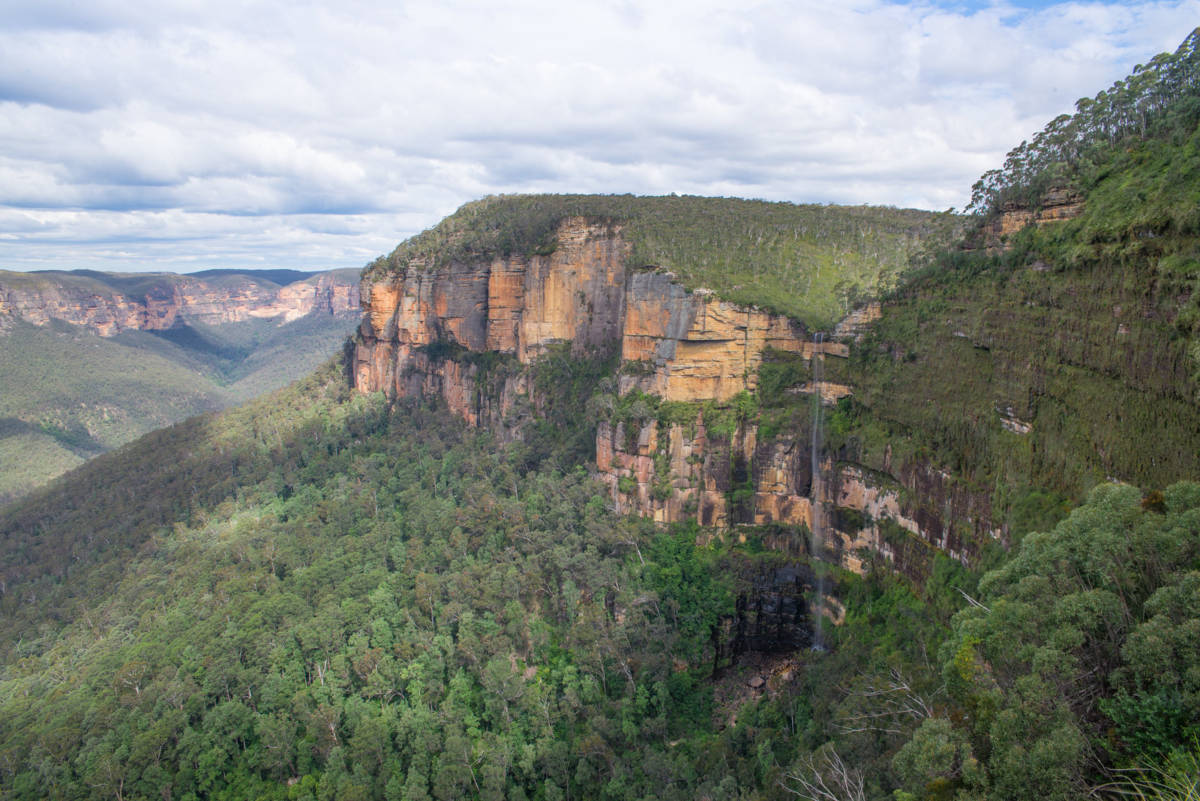 A Waterfall Seen From Govetts Leap Lookout In Blackheath Nsw